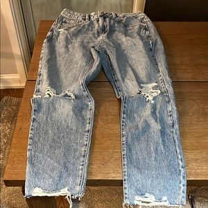 Women’s Garage High Rise Blue Jeans with Distressed Knees